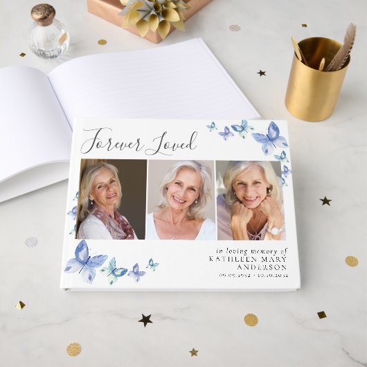 永遠に愛された3枚の写真バターフィー記念葬儀 ゲストブック (正面見開き)