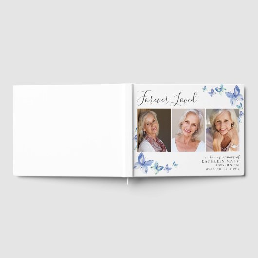 永遠に愛された3枚の写真バターフィー記念葬儀 ゲストブック (全面)