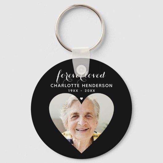 「永遠に愛された」ハート写真追悼トリビュート キーホルダー (正面)