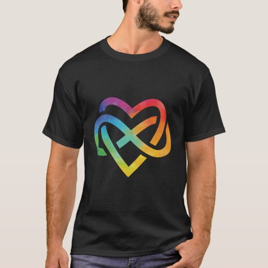 永遠に愛されるレインボープライド無限シンボル Tシャツ (正面)