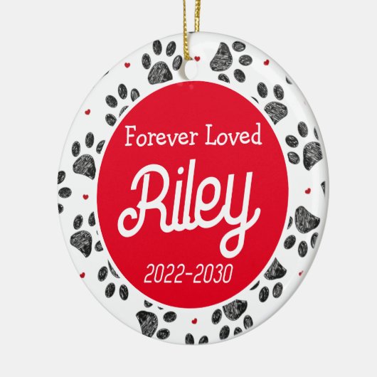 永遠に愛される犬のメモリアルオーナメント パーソナライズされた セラミックオーナメント (左)