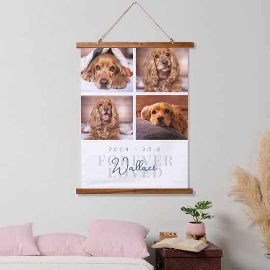 永遠に愛されカスタムたフォトコラージュPETメモリアル 吊り下げ型タペストリー (寝室)