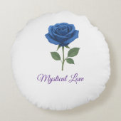 永遠に愛してる - ロマンチックな青いバラの花ギフト ラウンドクッション (裏面)