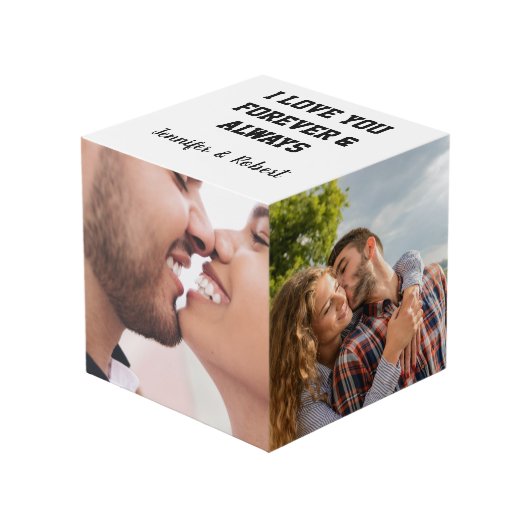 永遠に愛するカスタムカップル写真と名前 フォトキューブ (正面アングル)
