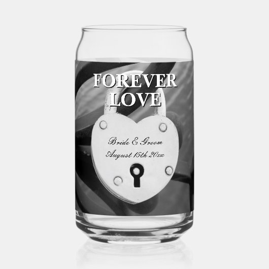 永遠に愛するハートパドロックプリント結婚の缶ガラス ガラス缶 (裏面)