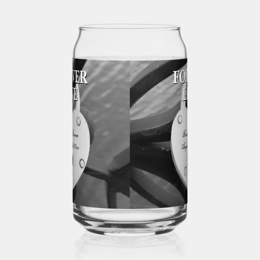 永遠に愛するハートパドロックプリント結婚の缶ガラス ガラス缶 (右)