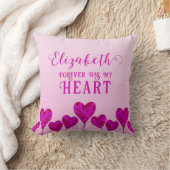 永遠に愛するハートピンクダークレッドパープルカップル クッション (ブランケット)