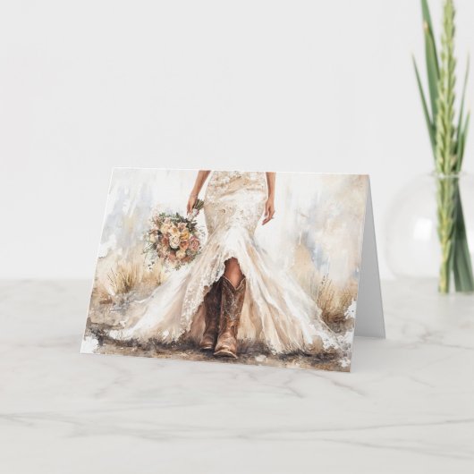 永遠に愛するブーツとハート花嫁 カード (正面)