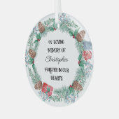 永遠に愛するメモリ名でハートパインリース ガラスオーナメント (正面左)