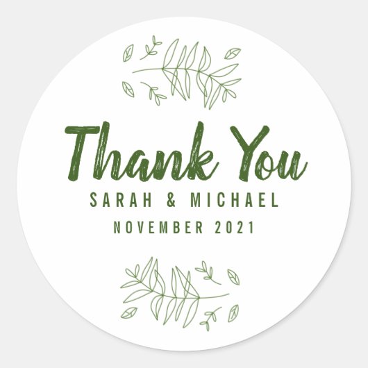 永遠に愛する植物の葉シール ラウンドシール (正面)