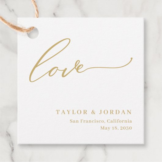 永遠に愛する編集可能なカラー結婚式の引き出物ラベル フェイバータグ (正面)