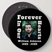 永遠に愛する記憶のハートの写真の悲しみ 缶バッジ (正面&裏面)