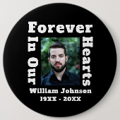 永遠に愛する記憶のハートの写真の悲しみ 缶バッジ (正面)