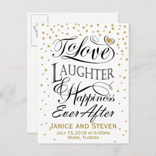 永遠に愛と笑顔と幸せをデザインする インビテーションポストカード (正面/裏面)