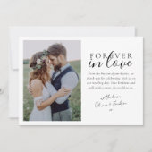 永遠に愛の書道結婚の写真に サンキューカード (正面)