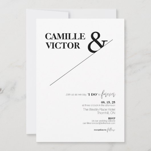 永遠に愛を誓う ミニマルな結婚式の招待状 招待状 (正面)