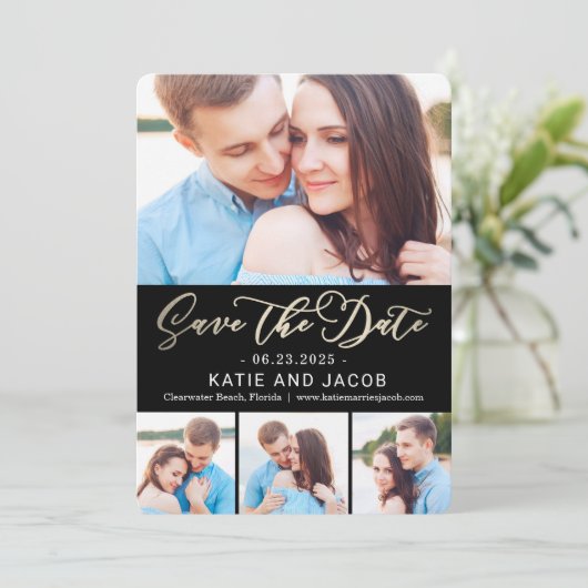 永遠に愛コラージュ結婚式の日付カードを保存 シーズンカード (スタンド正面)