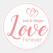 永遠に愛、ハート、モノグラム/自分自身を作成 ラウンドシール (正面)