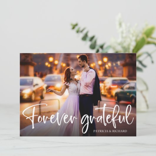 永遠に感謝かわいい結婚の写真ありがとう カード (スタンド正面)