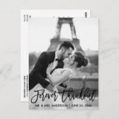 永遠に感謝するブラシスクリプト結婚式写真モダン ポストカード (正面/裏面)