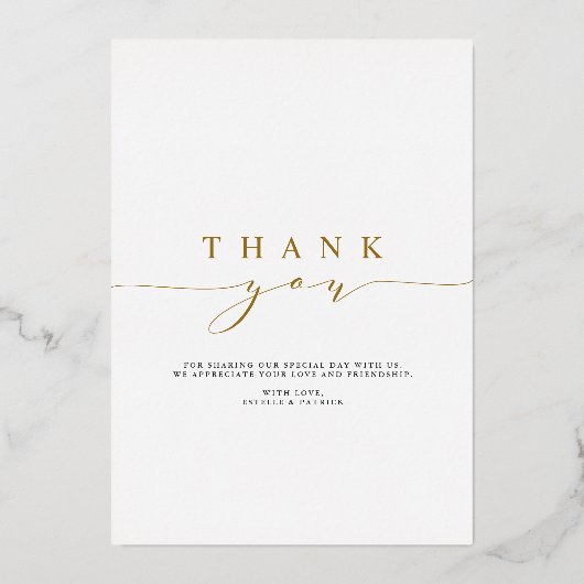 永遠に感謝する金結婚箔のサンキューカード 箔招待状 (裏面)