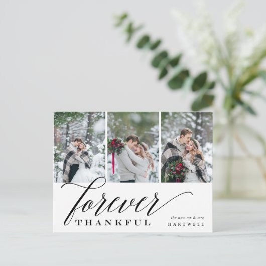 永遠に感謝する |の結婚写真コラージュ ポストカード (スタンド正面)