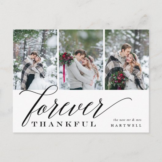 永遠に感謝する |の結婚写真コラージュ ポストカード (正面)