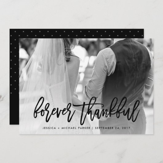 永遠に感謝する | タイポグラフィ結婚と写真 サンキューカード (正面/裏面)