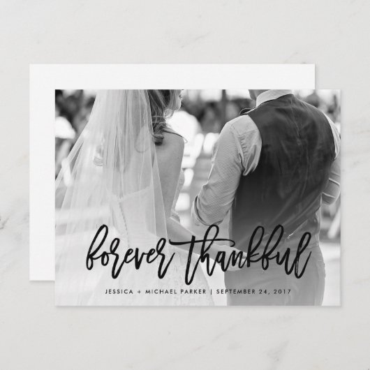 永遠に感謝する | 黒いタイポグラフィと写真 ポストカード (正面/裏面)
