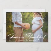 永遠に感謝のスクリプトオレンジの写真サンクスギビング シーズンカード (正面)