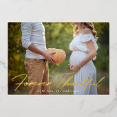 永遠に感謝のスクリプト緑の写真感謝祭 箔シーズンカード (正面)