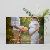 永遠に感謝のスクリプト緑の写真感謝祭 箔シーズンカード (立ち正面)