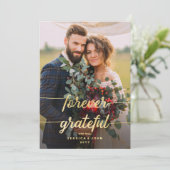 永遠に感謝のフェイク念を表す2枚の結婚写真 サンキューカード (スタンド正面)