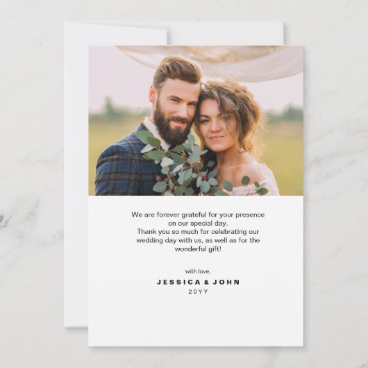 永遠に感謝のフェイク念を表す2枚の結婚写真 サンキューカード (裏面)
