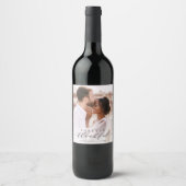 永遠に感謝のブラックスクリプトフォト結婚ズ ワインラベル (正面)