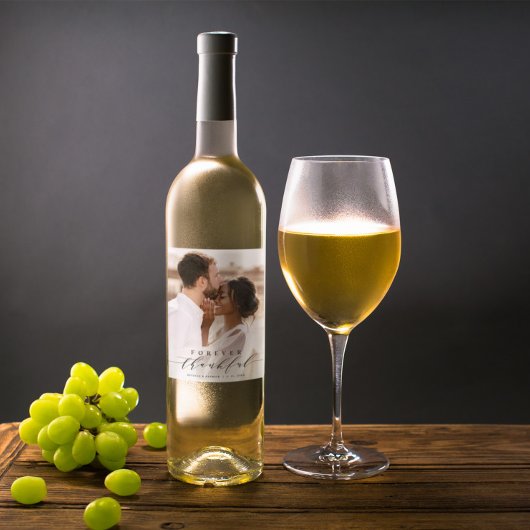 永遠に感謝のブラックスクリプトフォト結婚ズ ワインラベル