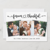 永遠に感謝の書道ハート3写真結婚s サンキューカード (正面)