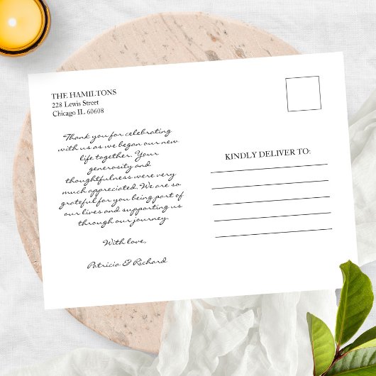 永遠に感謝の気持ちを込めたシンプルなウェディングサンクスフォト ポストカード