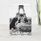 永遠に感謝の筆の結婚台本の折りモダン目 サンキューカード (正面)