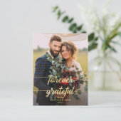 永遠に感謝の金ゴールド写真結婚sありがとう ポストカード (スタンド正面)