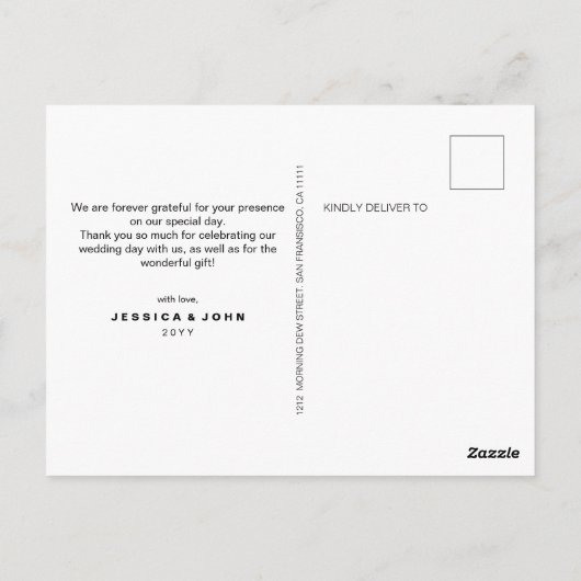 永遠に感謝の金ゴールド写真結婚sありがとう ポストカード (裏面)