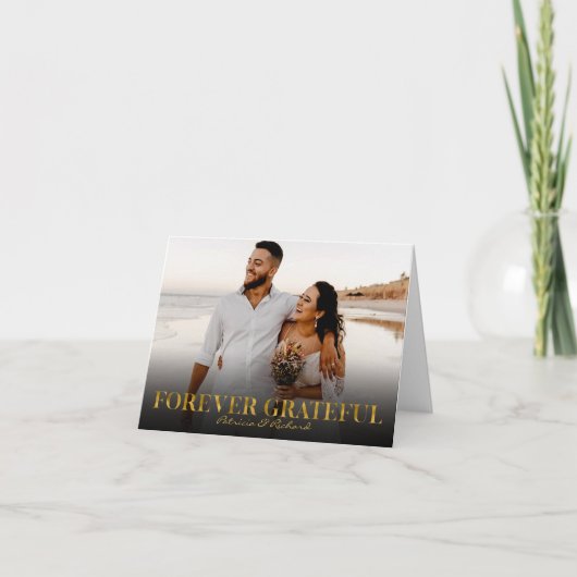 永遠に感謝の金結婚箔の感謝の写真 サンキューカード (正面)