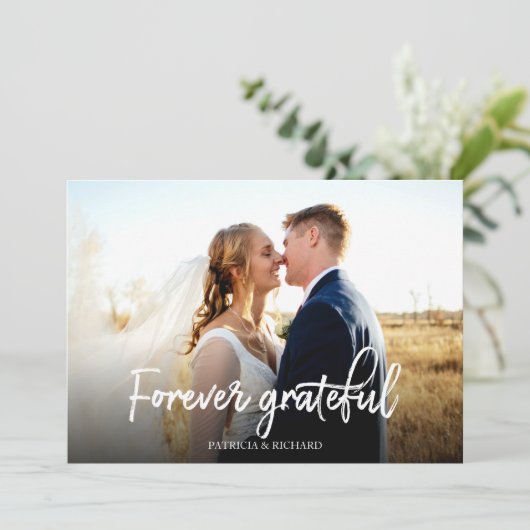 永遠に感謝スタイリッシュす結婚る写真 カード (スタンド正面)