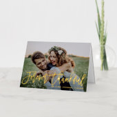 永遠に感謝モダンの書結婚道の写真 箔グリーティングカード (正面)