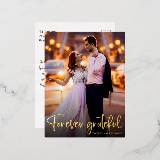 永遠に感謝結婚の写真 箔シーズンポストカード (正面/裏面)