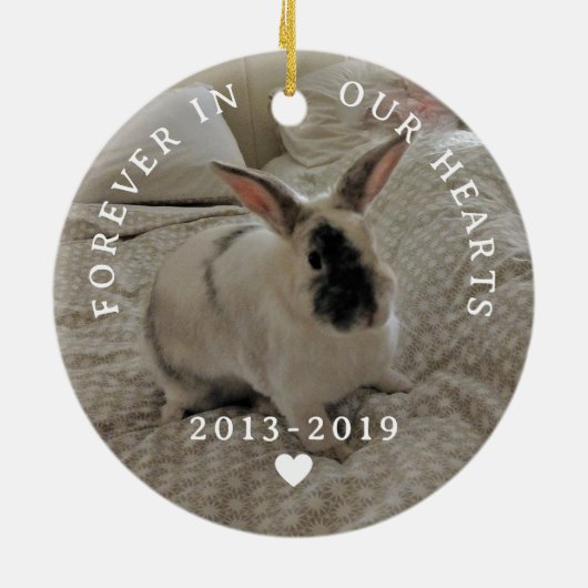 永遠に我々のハートでパーソナライズされたペット記念碑 セラミックオーナメント (裏面)