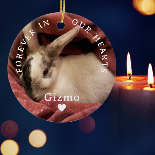 永遠に我々のハートでパーソナライズされたペット記念碑 セラミックオーナメント