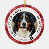 永遠に我々のハートでペットメモリアルレッド セラミックオーナメント (正面)