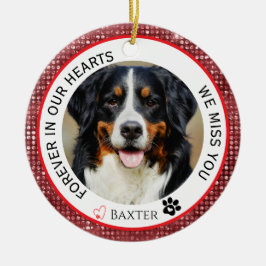 永遠に我々のハートでペットメモリアルレッド セラミックオーナメント