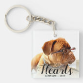 永遠に我々のハートでペット写真記念碑 キーホルダー (正面)